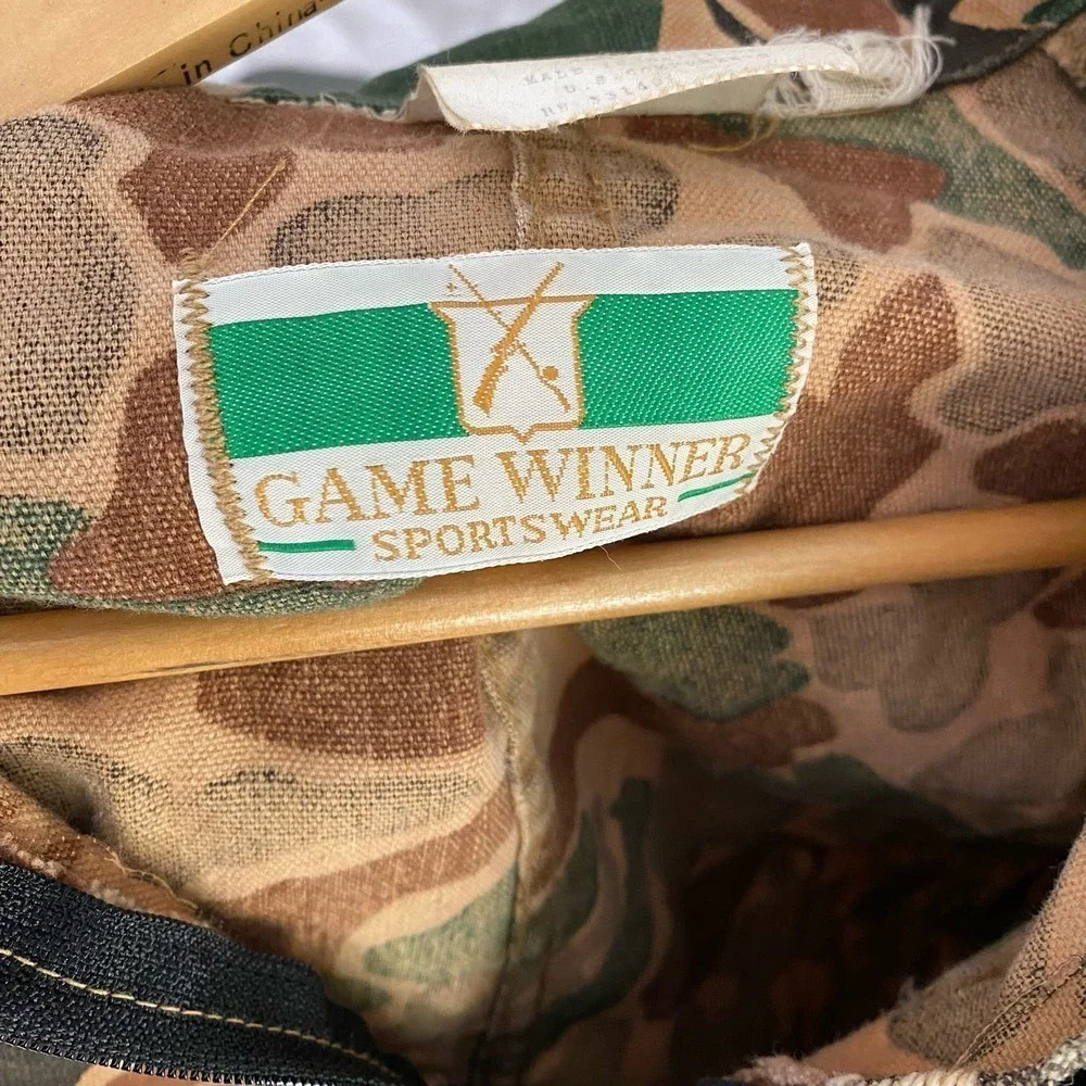 Vintage 80s Game Winner Duck Camo Full Body Jumpsuit Front Zip Men's Size Large - Picture 7 of 10